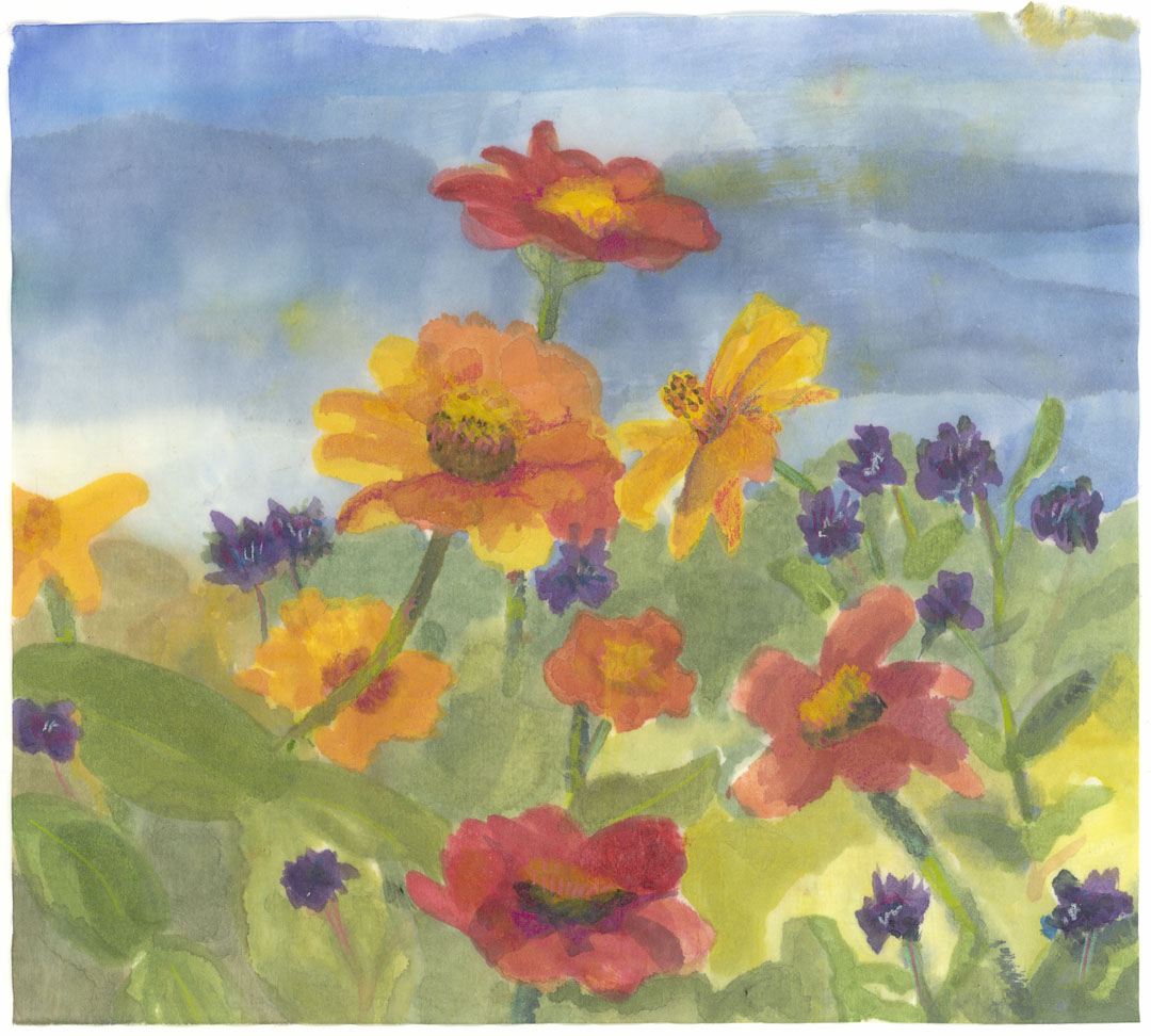 painting of zinnias 